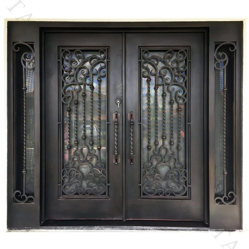 Main House Exterior Doors Double Wrought Iron Door Design Front Iron ...