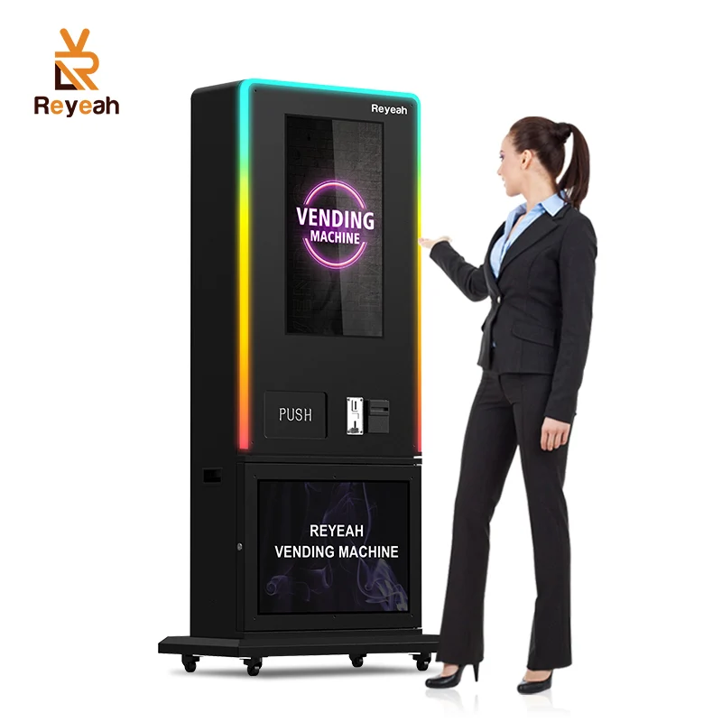 Reyeah Face Recognition Biometric Vending Machine Cbd Id Card Reader Large Capacity 32 Inch Touch Screen Vending Machine