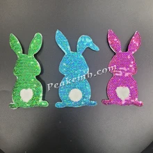 Wholesale Patches Rabbit Sequin Hotfix Easter Holiday Patch Logo Custom Clothes Embroidered Patches