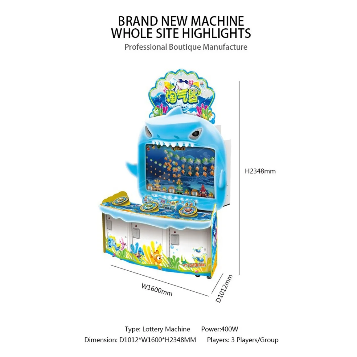 Large Adult Coin-Operated Video Game Arcade Equipment for Kids National Shooting Naughty Shark Crazy Devil City Lottery Machine