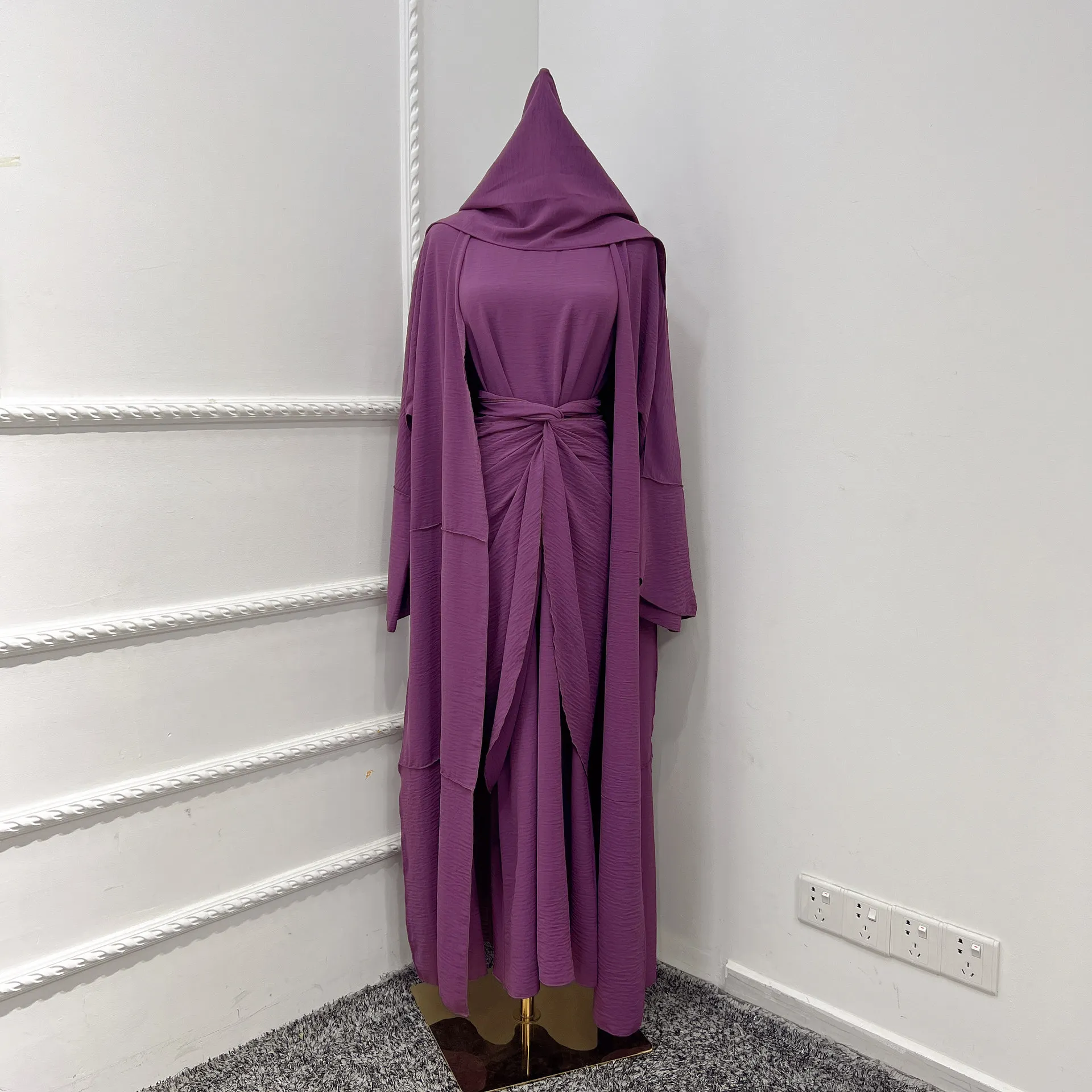 Wholesale Dubai Abaya 3 Pcs Set Muslim Dress Long Sleeve 2023 Chiffon