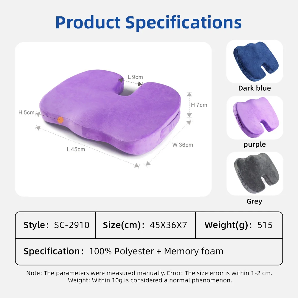 Wholesale Soft Wheelchair Office Memory Foam Seat Cushions Coccyx Orth - product detail 2