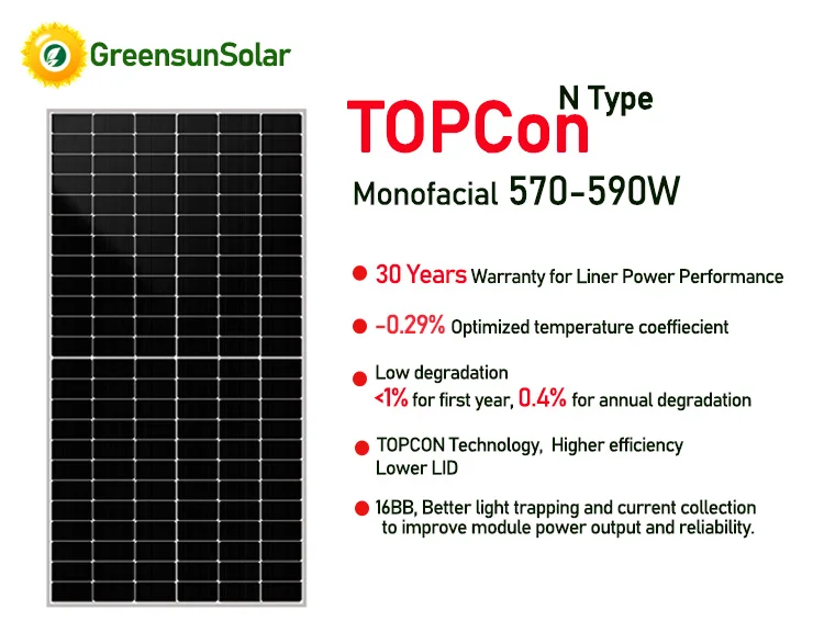 Topcon Solar Cell Module Panel Array 570w 580w 590w 182mm Photovoltaic ...