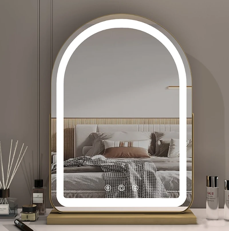 Modern LED Light Makeup Mirror with USB Charging and Natural Light Simulation for Tabletop Use
