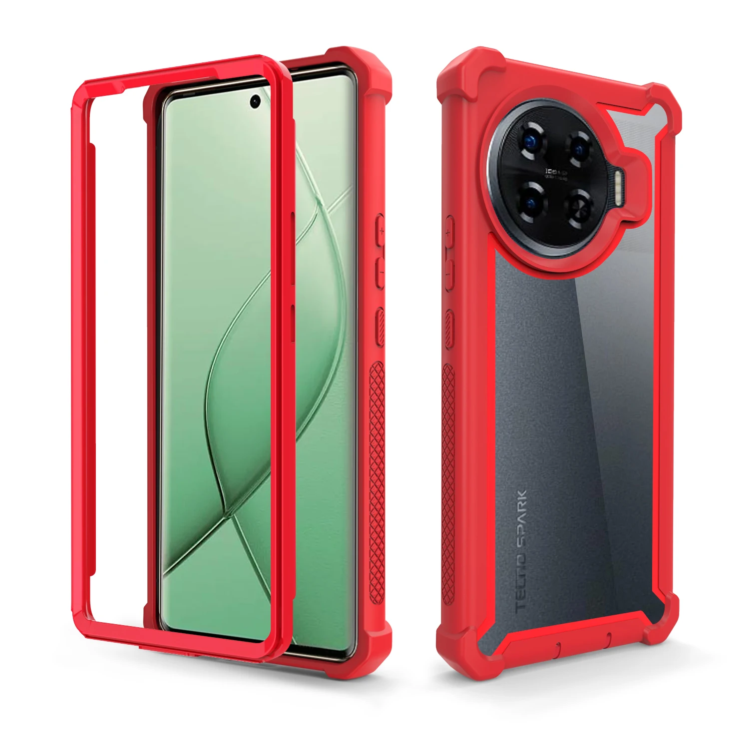 360 Phone Case for  Tecno  Spark 20 Pro Plus Space Defender Clear Bumper Fourcorner Shockproof 3 in 1 Phone Case