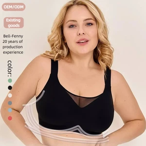 Custom logo Jelly  Bra Plus Size Women C-F Cup Small Anti-Sagging Accessory Breathable Knitted  Chubby Girls Big Cup Bra