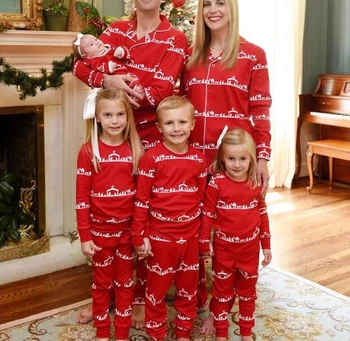 Adults Kids Custom 2 Piece Sleepwear Women Matching Family Pajamas For Christmas