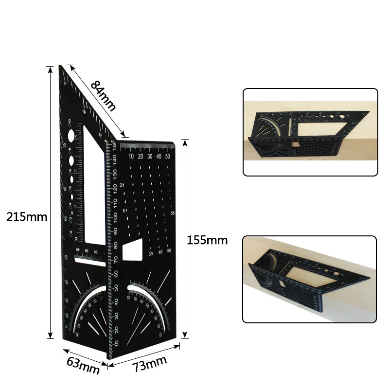 Изготовленный на заказ 45 90 T инструмент для измерения угла работы деревообработка алюминиевая прямая Линейка