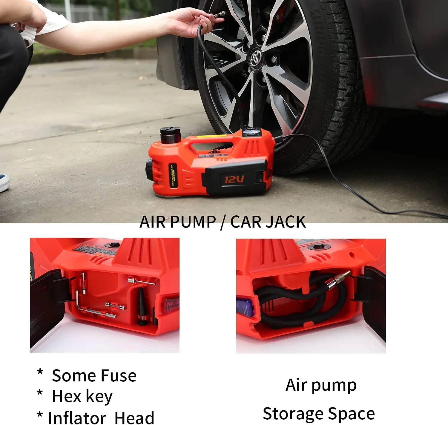 12v 5t Car Jack Electric Lifting Jack With Tire Repair Wrench Impact Mechanical Tool Led Light