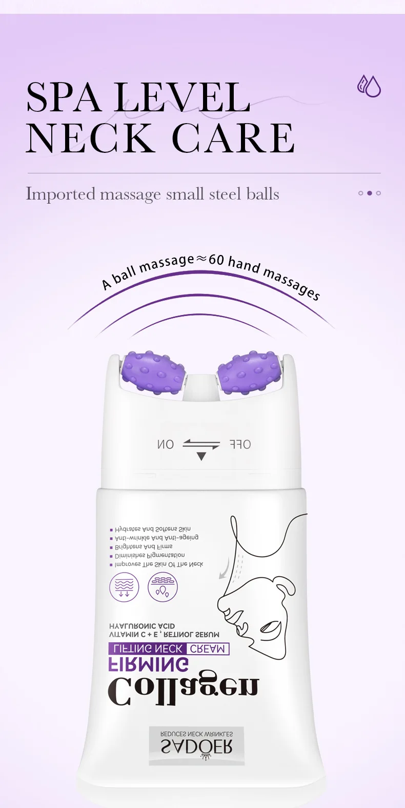 OEM Roller Neck Cream Lifting Firming Anti-aging Remove Wrinkle Moisturizing Smooth Nourishing Neck Skin Care Products