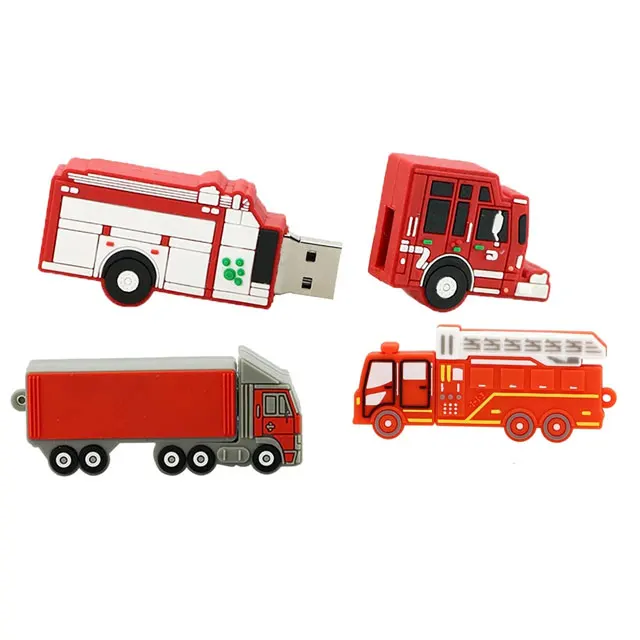 Cartoon Fire Engine Usb Flash Drive 4gb, Custom Oem