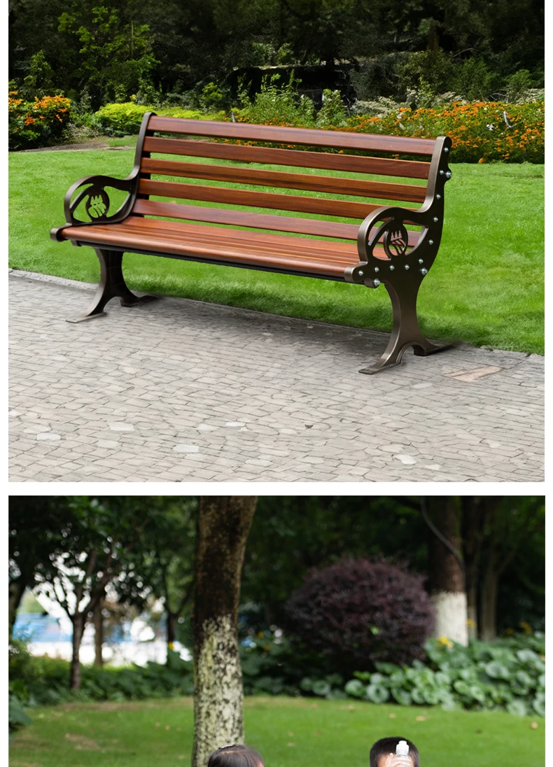 Factory wholesales garden bench metal durable patio public bench outdoor bench with aluminum leg manufacture