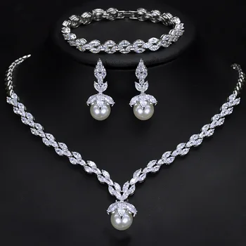 professional Pearl Bridal Jewelry Sets Luxury African Bridal Jewelry Wedding Fashion Jewelry with low price