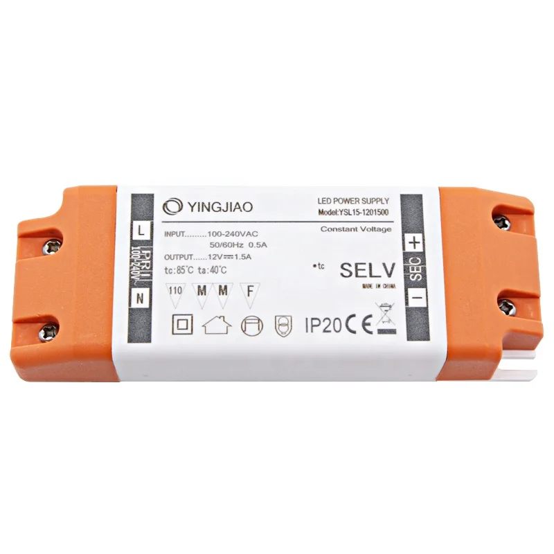 
YingJiao Factpry Led Constant Voltage Driver 12V 1.5A Power Supply Led Strip IP20 18W 24V Transformer with CE ROHS 