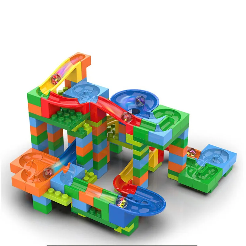 Juego de bloques de construcción de plástico ABS para niños, juguete  educativo para armar carreras de canicas, DIY, 180 piezas