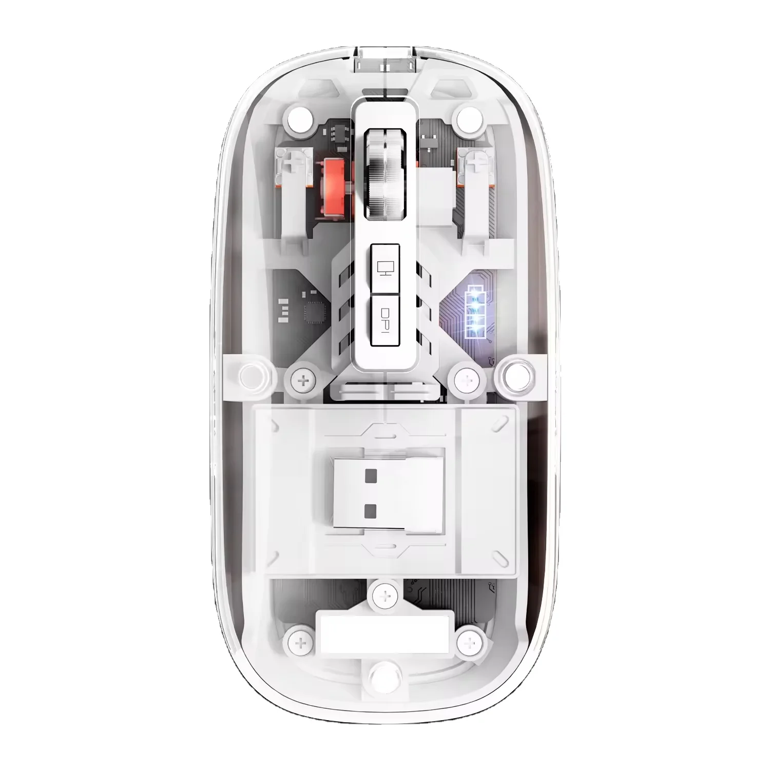 Mini Rechargeable Optical Wireless Mouse Transparent with LED Backlit New Design Both-Hands Tracking in Stock