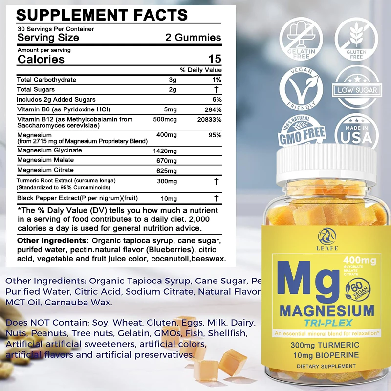 Private Label Vegan 400mg Magnesium Organic Gummy Supplement Magnesium