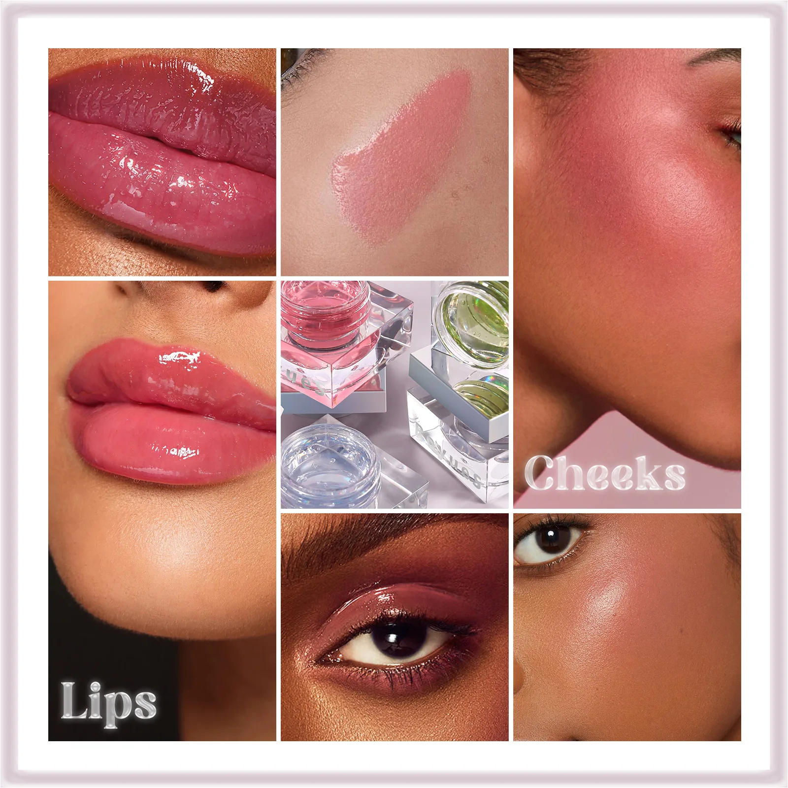 RoyueS Magic Color Changing Lips and Blush Glassy Multi Balm Moisturizing Water Light Lip Glaze Liquid Blusher Double Use