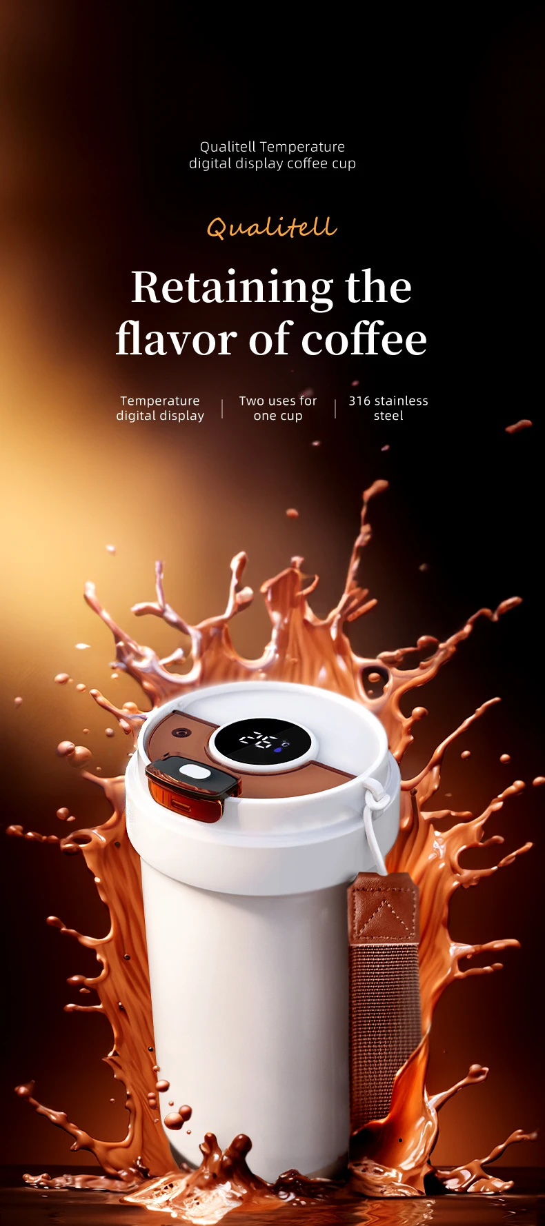 Xiaomi Qualitell B3 Coffee Cup Hot & Cold Insulation With Display description image 5
