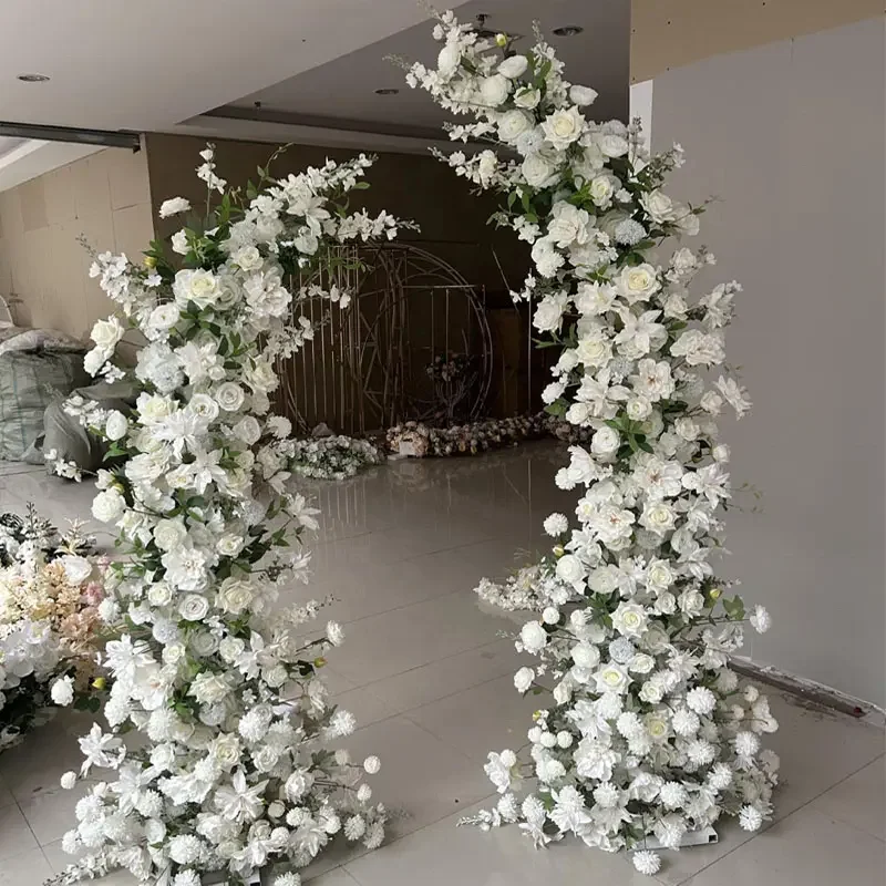 Set Di 2 Composizioni Fiori Artificiali Per Arco Matrimonio – Bianco, 60cm E 40cm, In Plastica