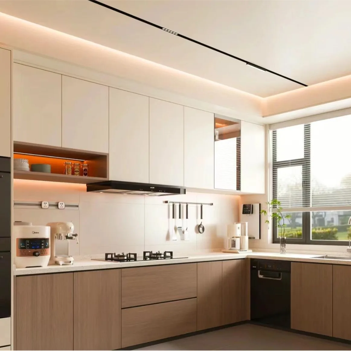 Modern Design Modular Kitchen Cabinets Custom Laminate and Glass ...