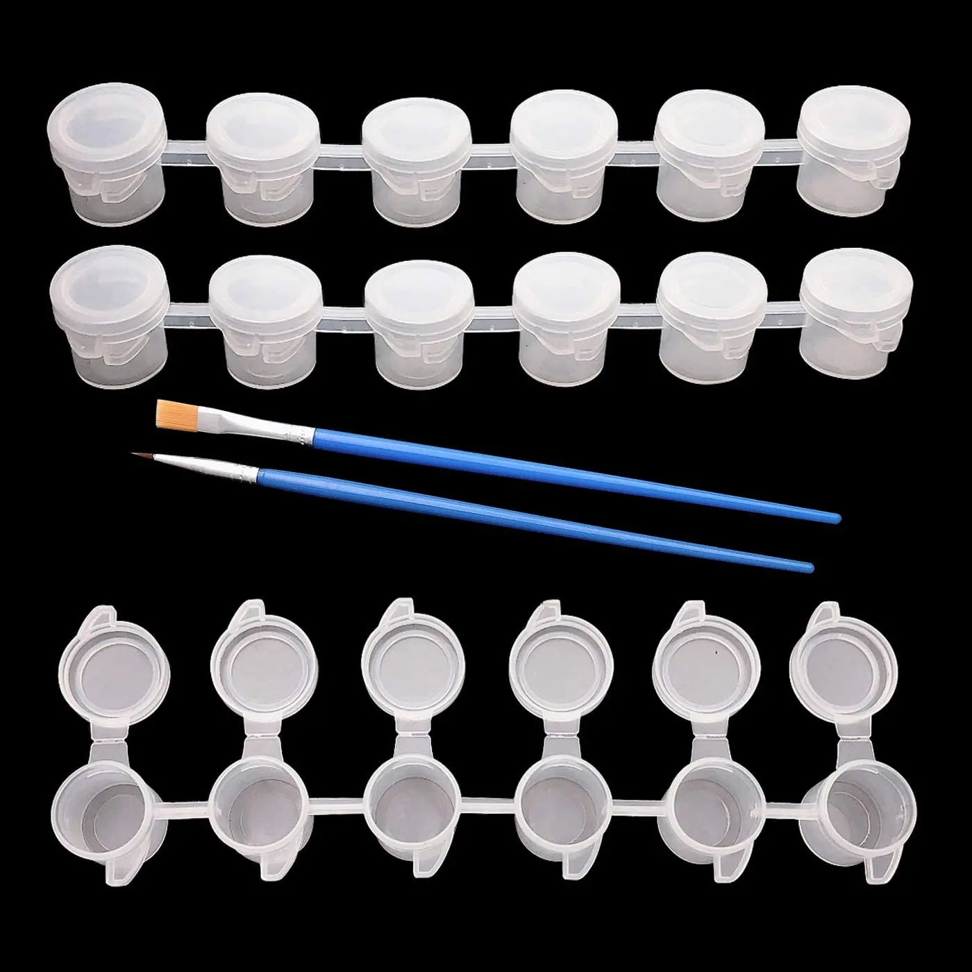 Mandala Crafts 150 Empty 3ml Acrylic Paint Pots With Lids On Strips + 40 Brushes - Small Clear Containers For Crafts - View #9