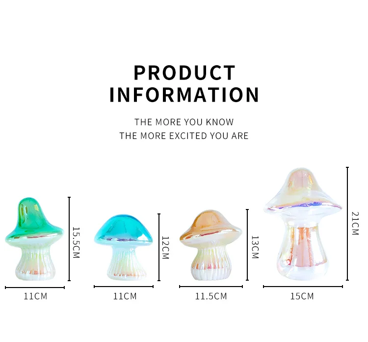 High quality Easter holiday decoration LED light glass mushroom ornaments manufacture