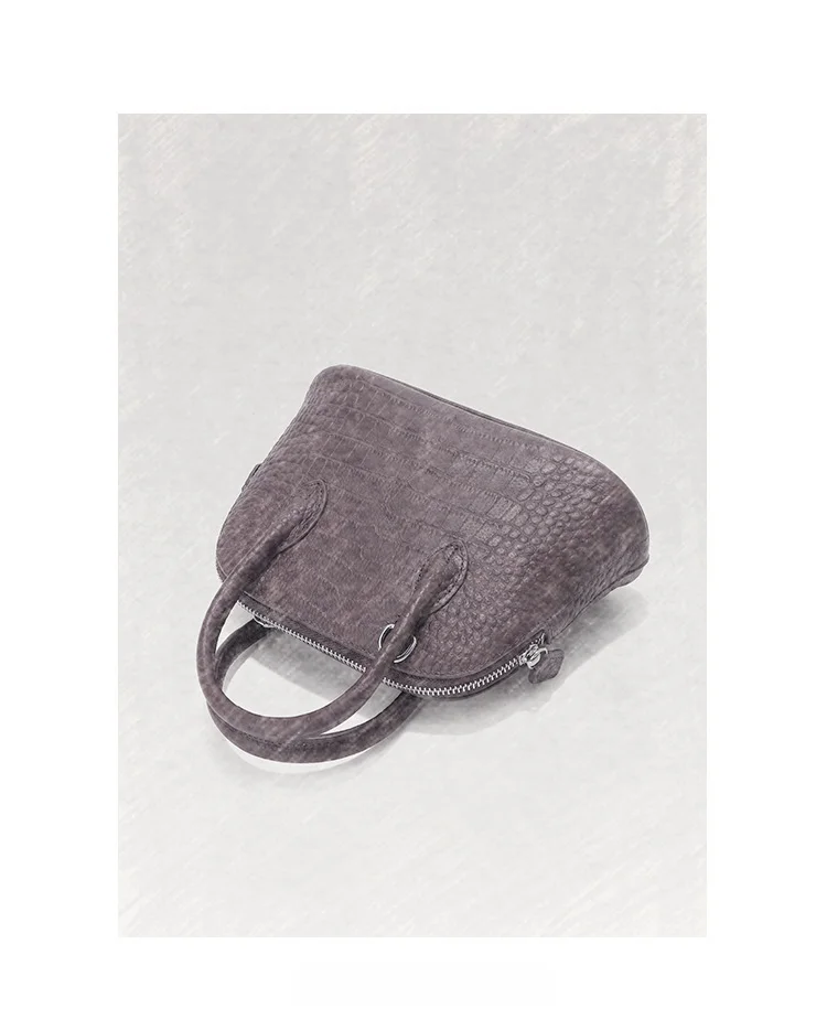 Crocodile Pattern Shell Bag Genuine Leather Women’s Single Strap Zipper Commuter Crossbody Shoulder Bag European Retro Style