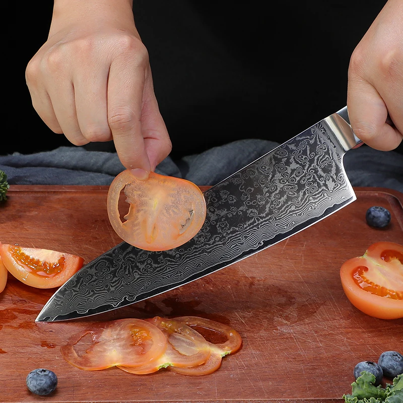 Cuchillo De Chef Damasco 8 Inch Professional Forged Handmade Damascus Steel Kitchen Chef Knife With Rosewood Handle