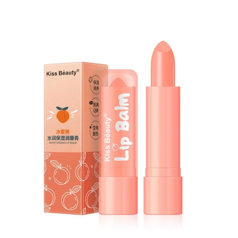 Kiss Beauty Peach Lip Balm Moisturizing Hydrates Long-lasting Lip Care Tools Make up Cosmetics Lipstick Waterproof Stick Female