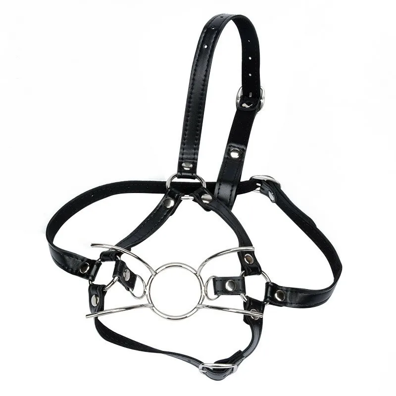 Free Custom Box - Bdsm Slave Nose Hook Oral Fixation Fetish Open Mouth Bite Gag With Clip Leather Head Bondage Harness Strap