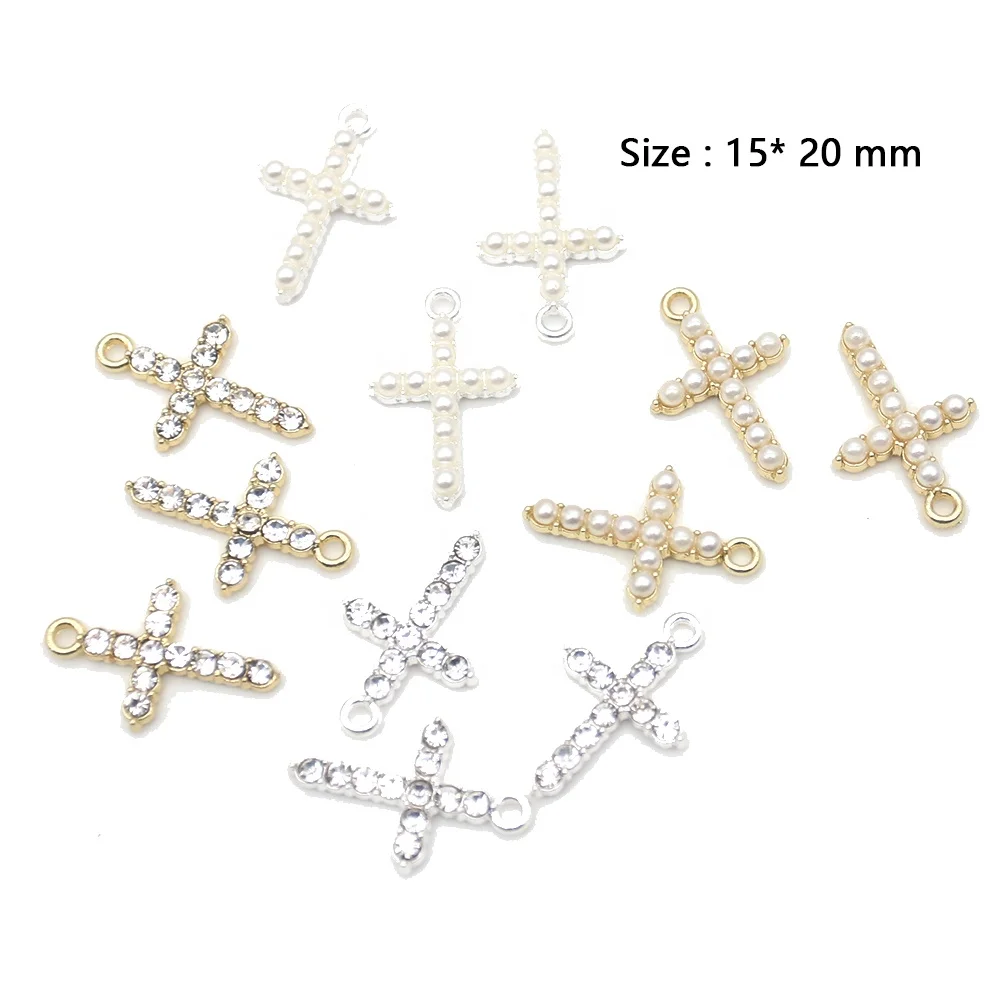 cute mini religious pearl crystal cross