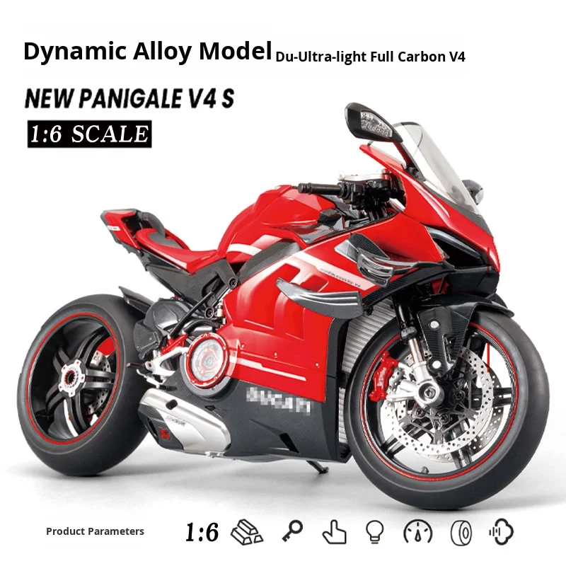 Alloy Ducati V4 1:6 Full Carbon Motorcycle Model - Kids' Toy