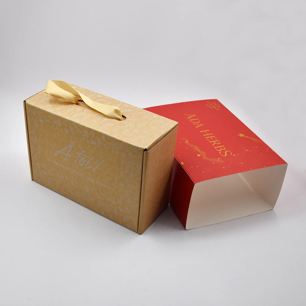 Custom Printed Recyclable Luxury Gift Packing Box with Ribbon Handle 500 Pieces MOQ