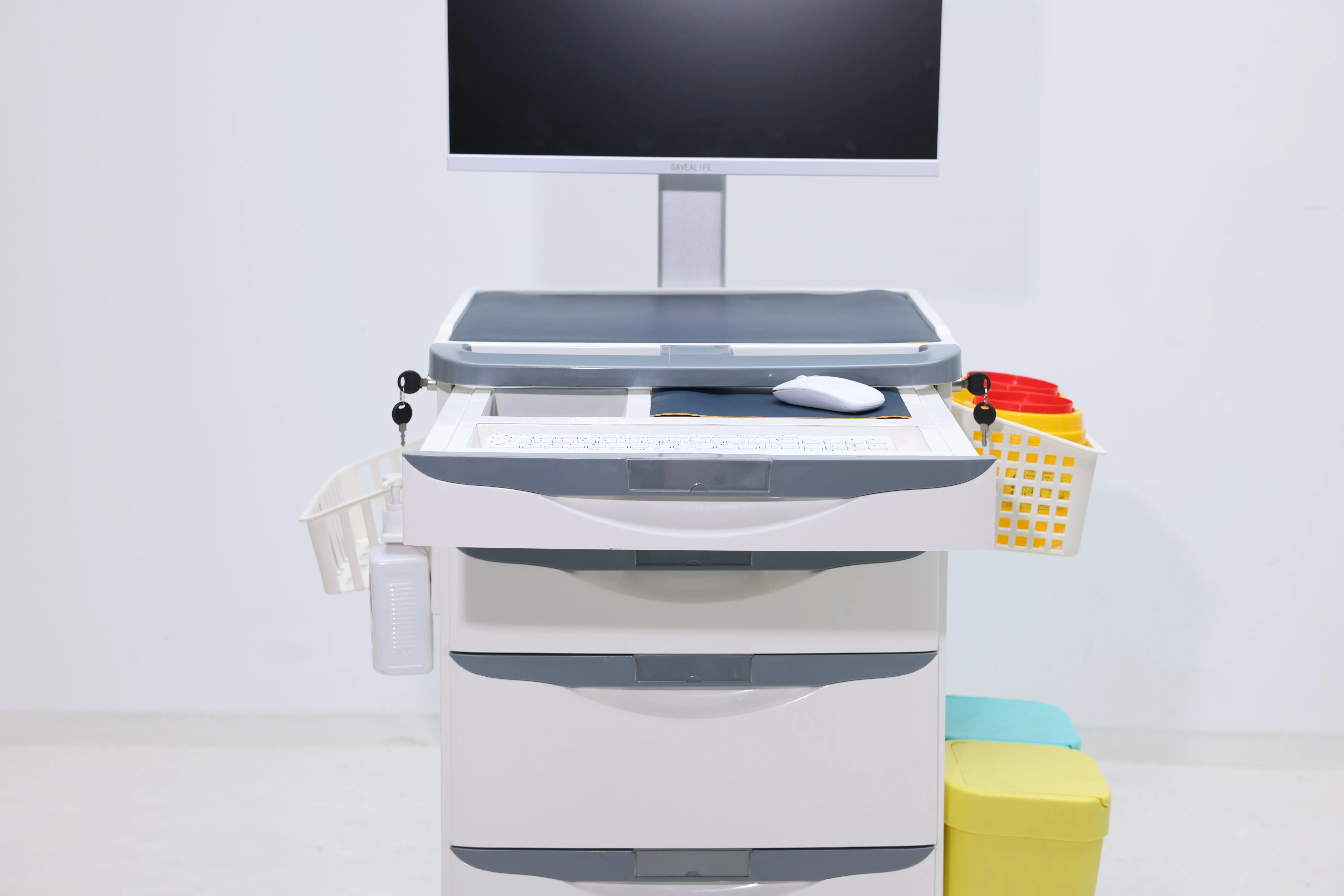 Clinic-Customized ABS Modern Nursing Cart Medical Waste Sorting Ergonomic Monitor Positioning for Hospital Dining School Use 2