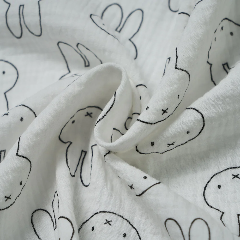 100% Cotton double gauze fabric organic muslin fabric custom printed for baby swaddle
