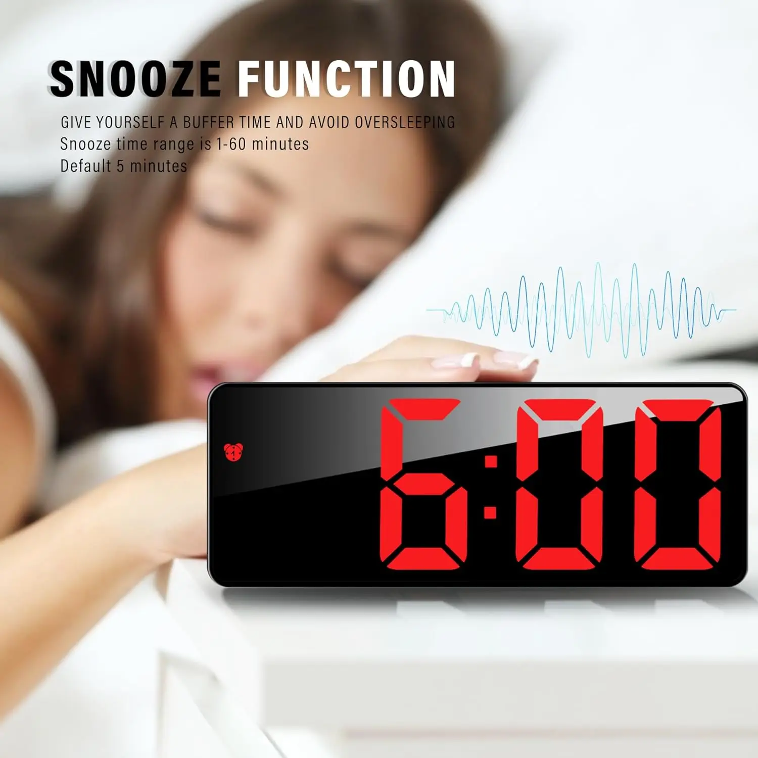 Digital Alarm Clock Voice Control Temperature Snooze Night Mode Desktop Table Clock 12/24H Anti-disturb Funtion LED Clocks