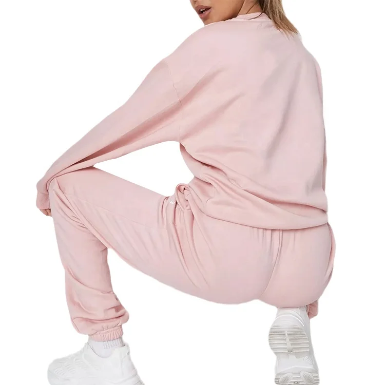 
custom high quality sale female sweatsuit latest design sweat suit sport track suit 2 piece jogger set pink tracksuit for women 