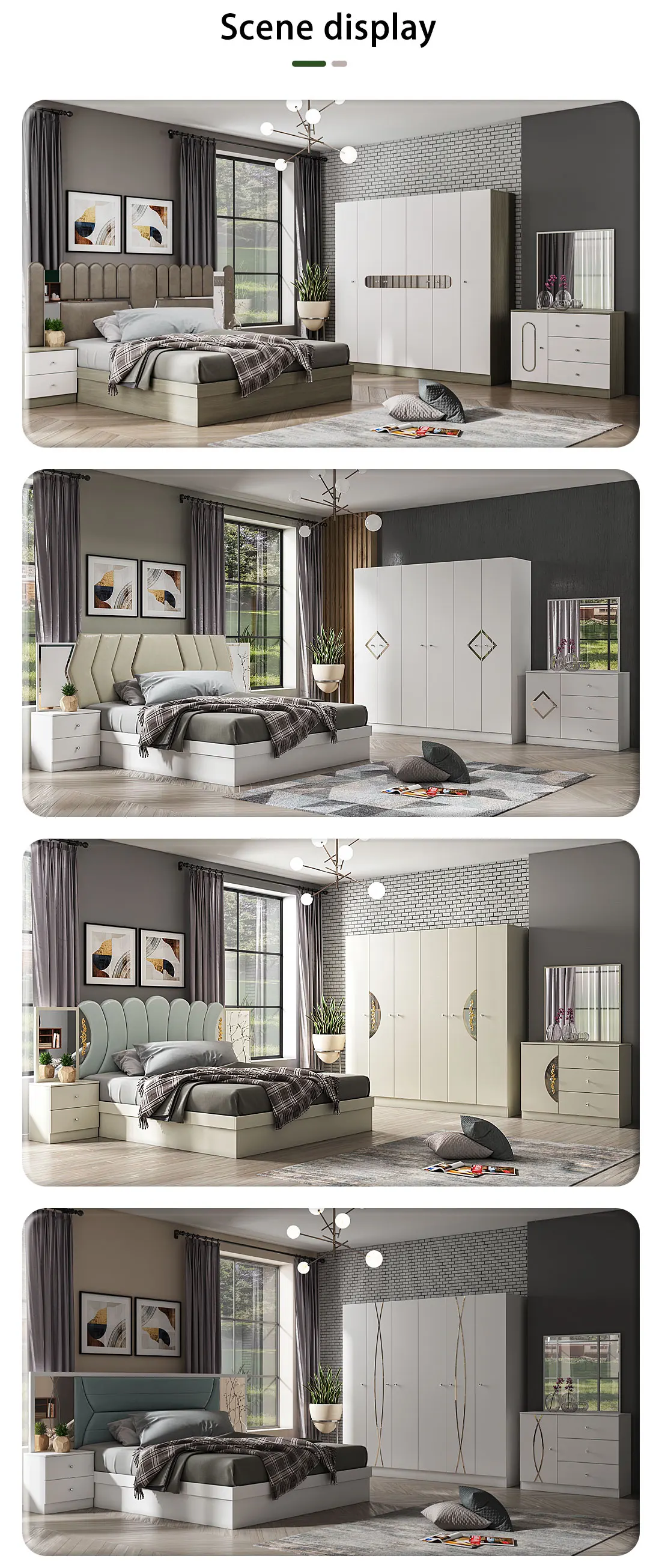 Dubai Traditional Wooden Master Bedroom Sets Solid Wood King Bedroom Furniture Luxury Ensemble