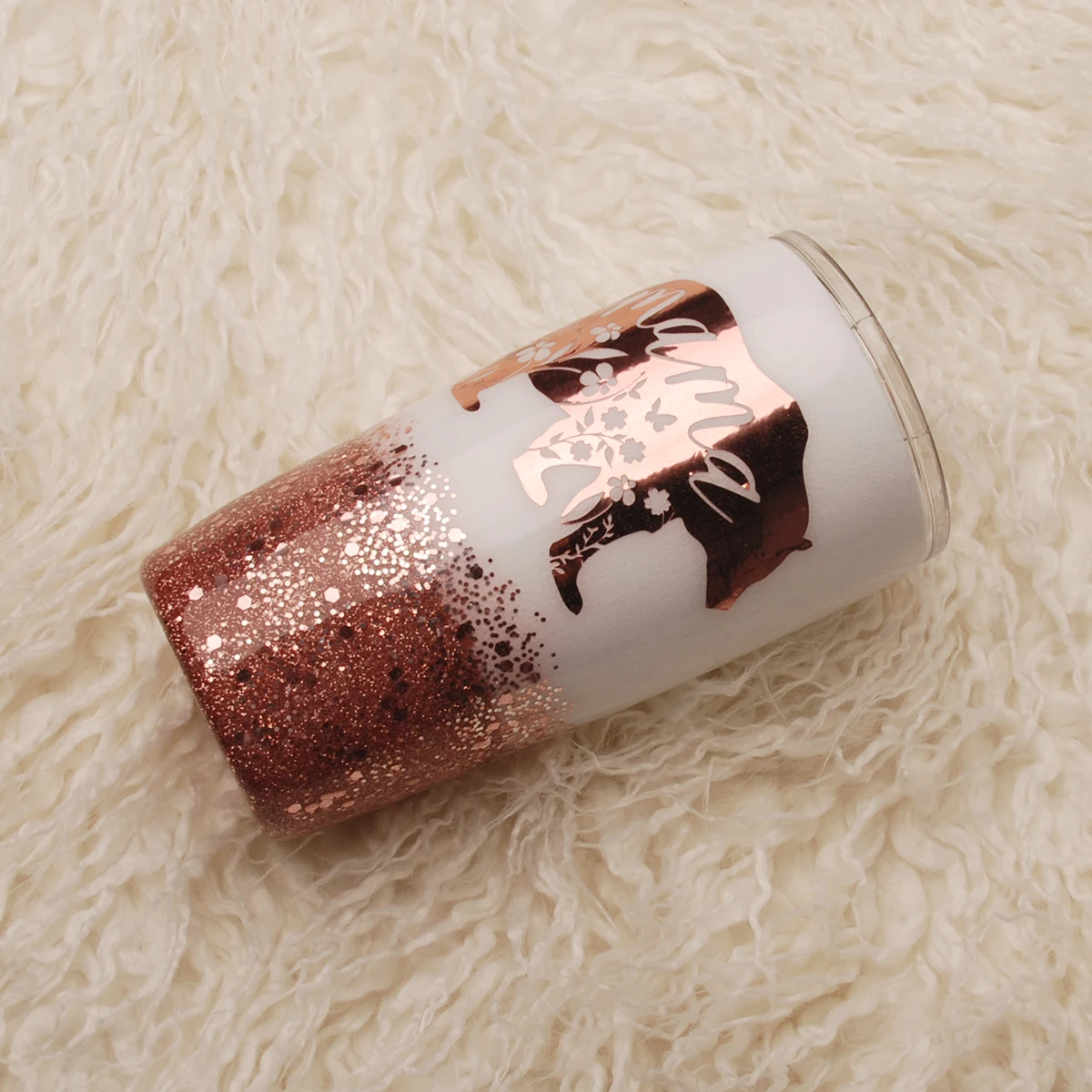 Mama Bear Rose Gold Glitter Tumbler