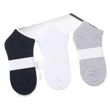 Wholesale Classical Men Plain Black White Grey Knitted Custom No Show Socks Short