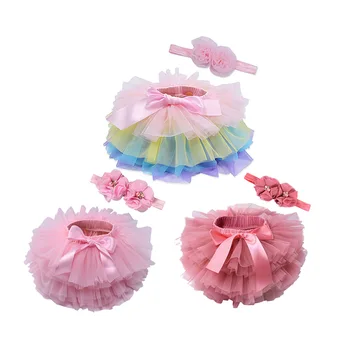 toddler girls clothes Luxury Infant Gift Set Baby Girls Headband Set Toddler Romper Tutu Skirts RTTD-001