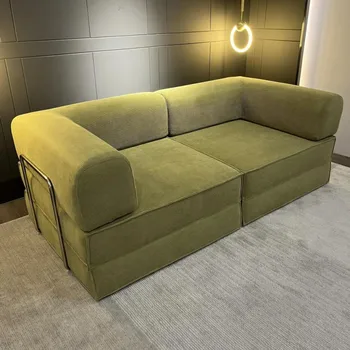 Italian Minimalist Compression Corduroy Fabric Folding Sofa Bed Full Sponge Free Dual-Use Small Set Set