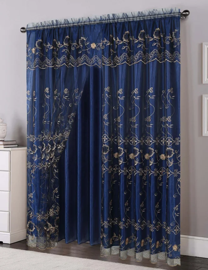 Wholesale Double Layers Home Window Curtains Modern Valance Design