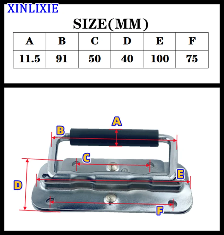 Sus304 Surface Flight Case Metal Chest Pull Handle Rubber Sleeve Spring