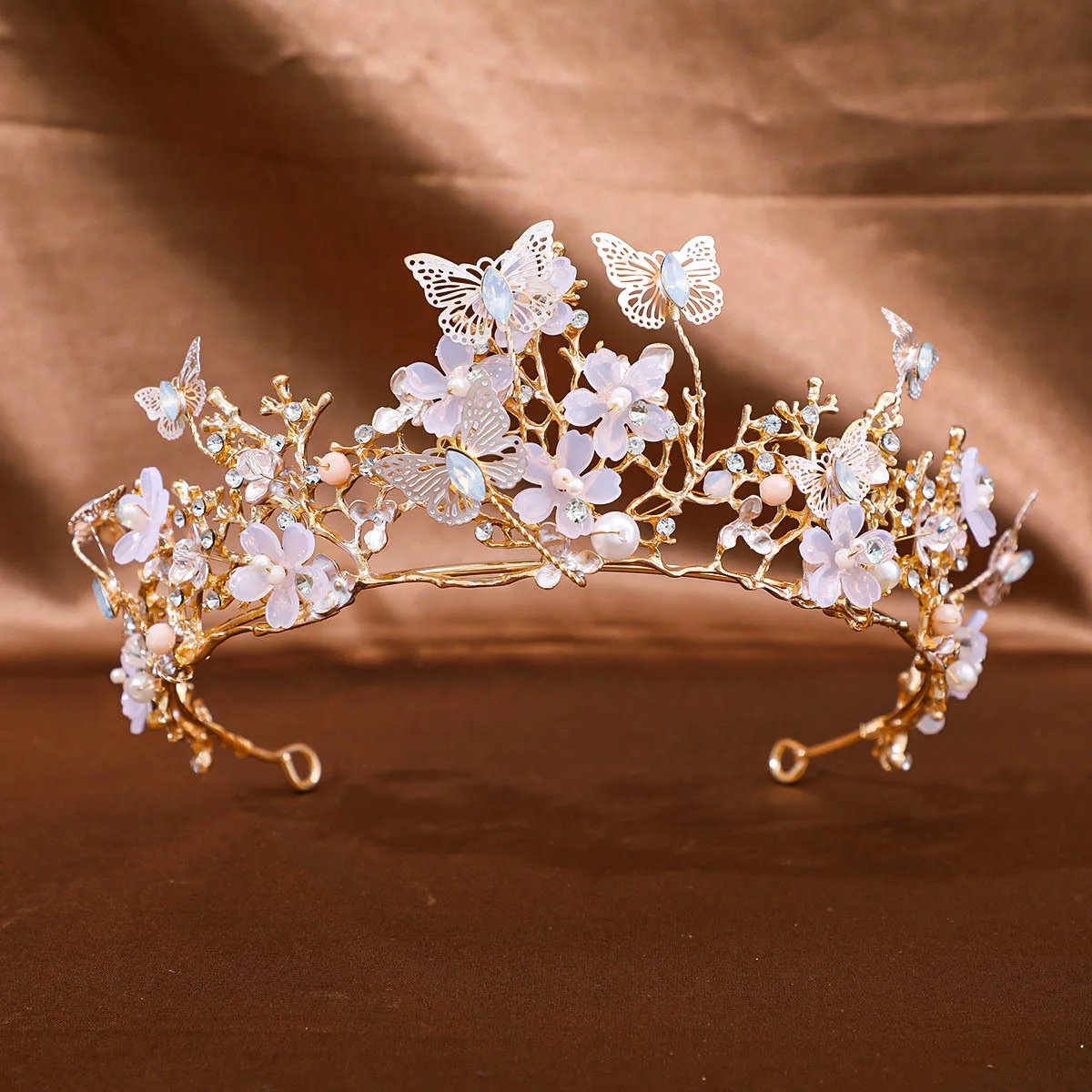 Zliger Couronne Papillon Princesse Cristal Argent – Diadème + Collier + Bracelet + 2 Clips Oreilles – Set 5 Pièces Pour Fille & Femme, Cosplay, Anniversaire