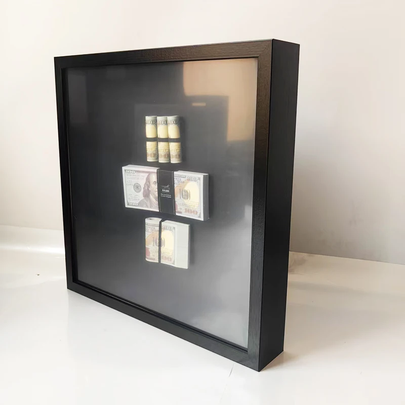 Shadow Box Frame with Linen Background - US Dollars Art Frame