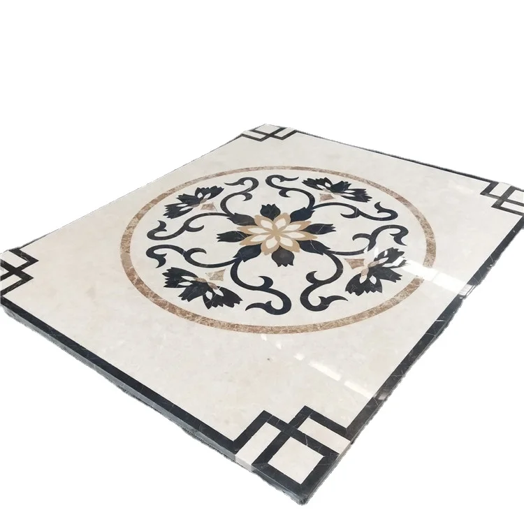 Water-jet Pattern White Tile Floor Designs Floor Flower Tiles Design Marble