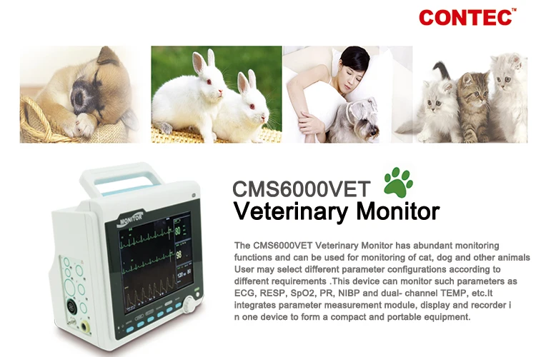 Contec Cms6000vet Veterinary Patient Monitor Pet Dog Cat Vital Sign ...