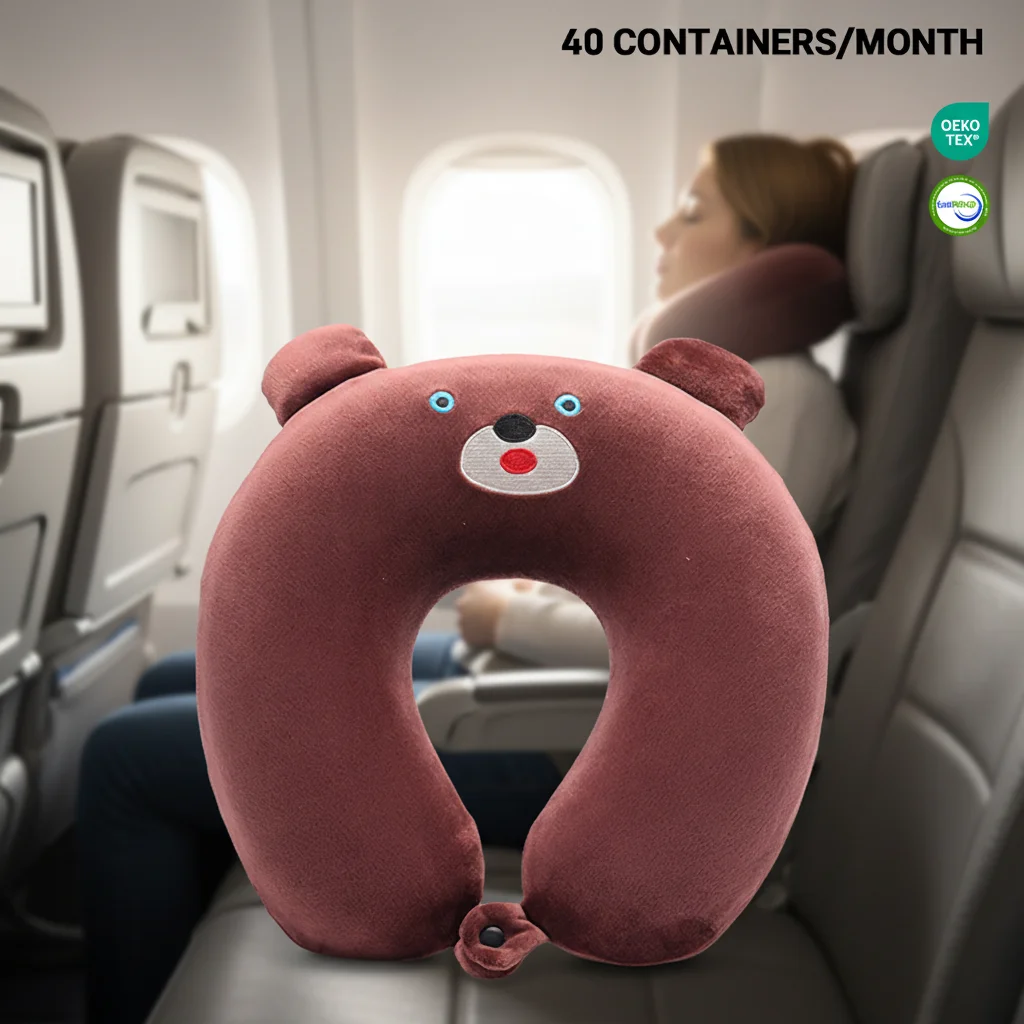 Kedatangan Baru 2026 Bantal Leher Plush Beruang Lembut Portabel Keamanan Bahan bagi Pembeli Pasokan Skala Besar